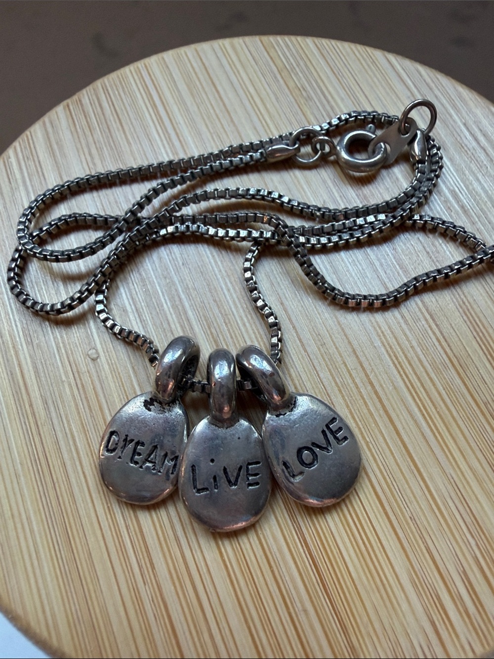 Live Love Dream Sterling-Style Pendant Necklace - Silver Tone